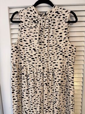 ASOS Cream and Black Sleeveless Printed Midi Dress